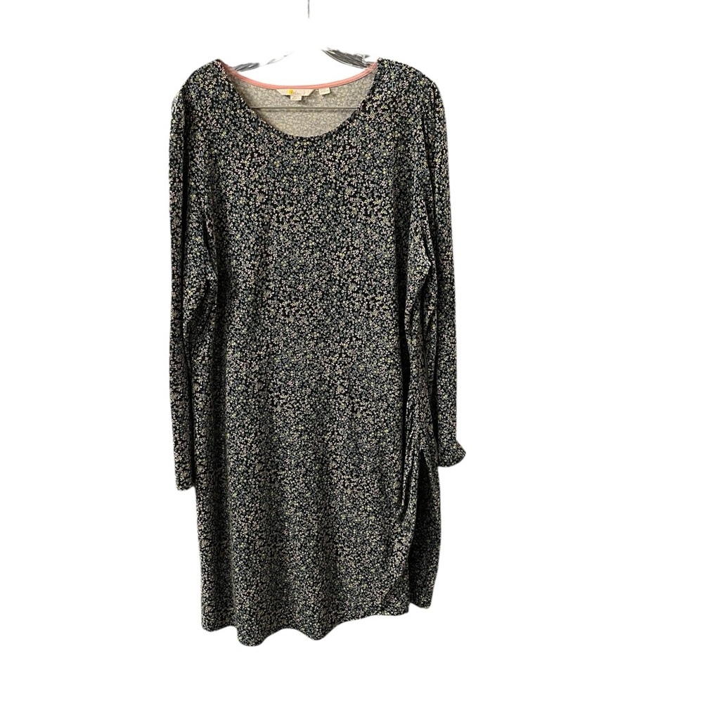 Boden Faux wrap midi dress Women 20/22R floral black blue pink long sleeve